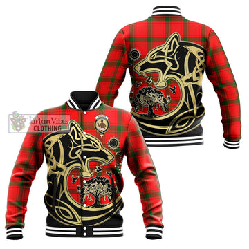 Darroch Tartan Baseball Jacket with Family Crest Celtic Wolf Style Unisex - Tartan Vibes Clothing