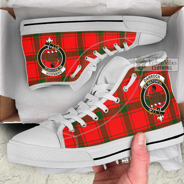 Darroch Tartan High Top Shoes with Family Crest Kid High Top - White Sole - Tartan Vibes Clothing