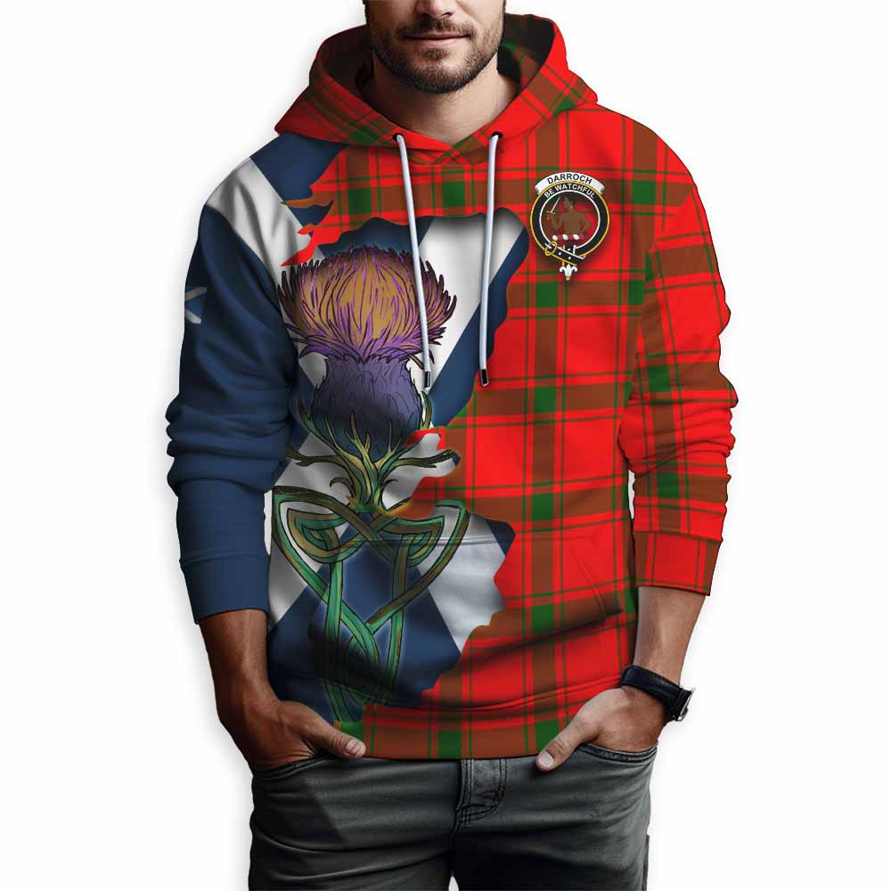 Darroch Tartan Family Crest Hoodie Scottish Thistle Celtic Inspired Pullover Hoodie - Tartan Vibes Clothing