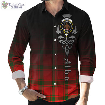 Darroch Tartan Long Sleeve Button Up Featuring Alba Gu Brath Family Crest Celtic Inspired Men's Shirt - Tartan Vibes Clothing