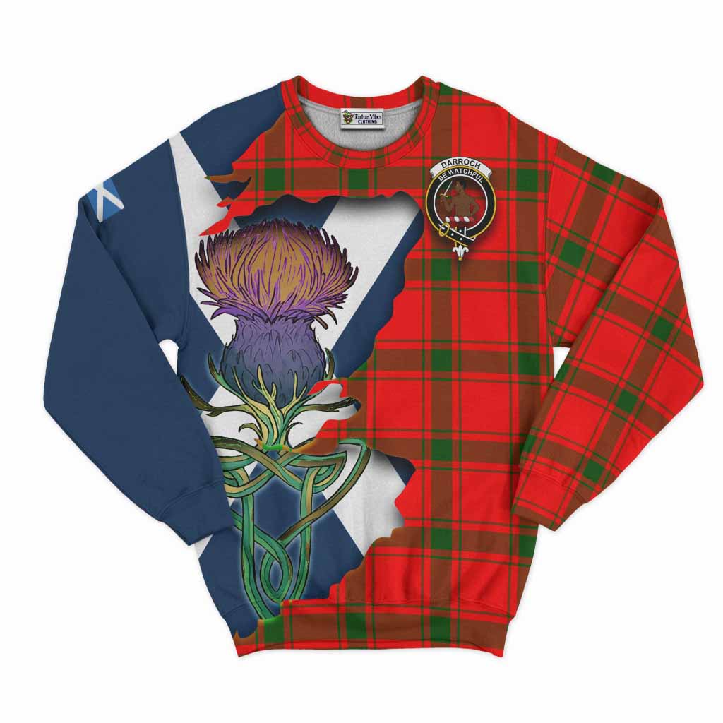 Darroch Tartan Family Crest Sweatshirt Scottish Thistle Celtic Inspired Unisex - Tartan Vibes Clothing
