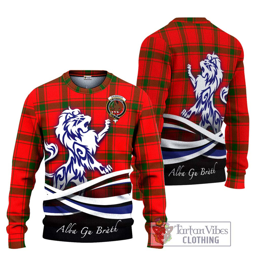 Darroch Tartan Ugly Sweater with Alba Gu Brath Regal Lion Emblem Unisex - Tartan Vibes Clothing