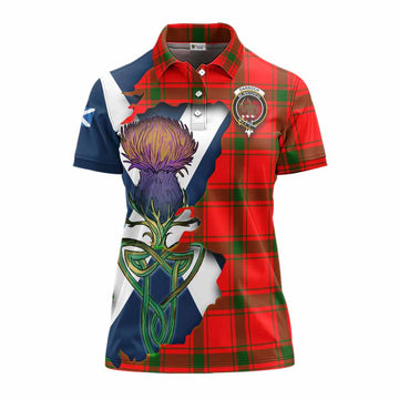Darroch Tartan Family Crest Women's Polo Shirt Scottish Thistle Celtic Inspired Women - Tartan Vibes Clothing