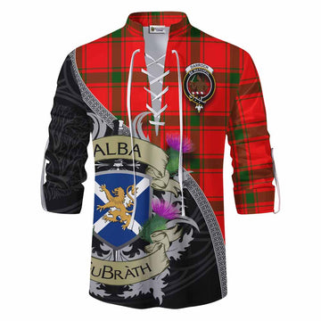 Darroch Tartan Family Crest Ghillie Kilt Shirt Lion Rampant Royal Thistle Shield Celtic Inspired Men - Tartan Vibes Clothing