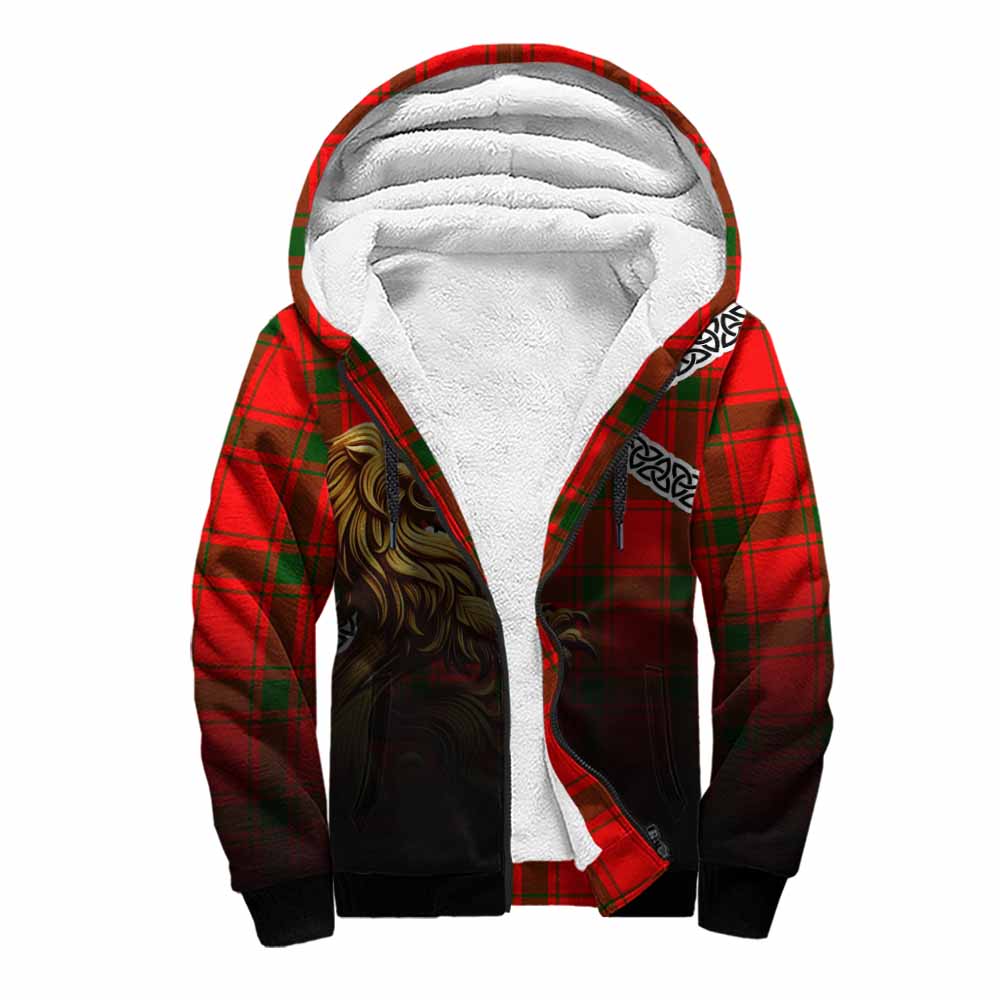 Darroch Crest Tartan Sherpa Hoodie with Golden Lion Emblem Celtic Style Unisex S - Tartan Vibes Clothing