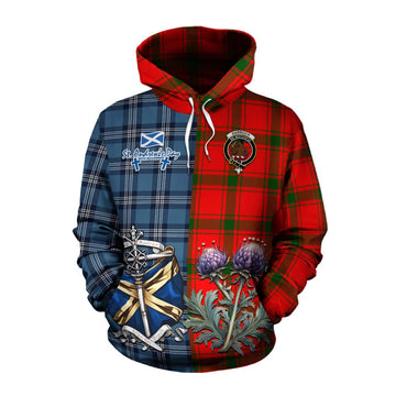Darroch Tartan Cotton Hoodie Happy St. Andrew's Day Half Tartan Style Pullover Hoodie XS - Tartan Vibes Clothing