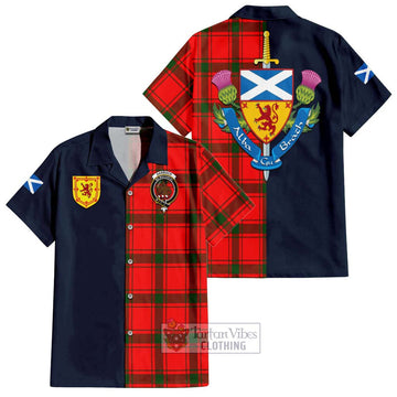Darroch Tartan Hawaiian Shirt Alba with Scottish Lion Royal Arm Half Style Kid - Tartan Vibes Clothing