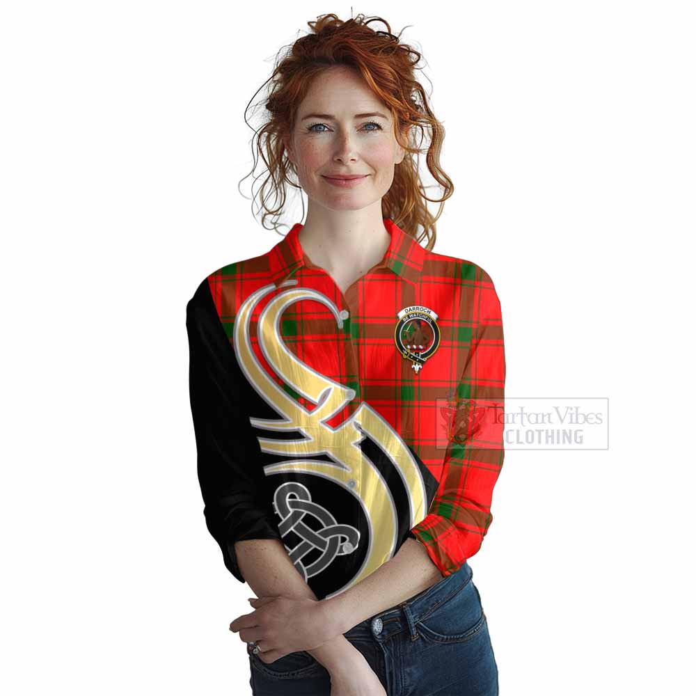 Darroch Tartan Women's Casual Shirt with Family Crest and Celtic Symbol Style Female - Tartan Vibes Clothing