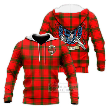 Darroch Tartan Knitted Hoodie with Family Crest Celtic Skull Style Unisex Knitted Pullover Hoodie - Tartan Vibes Clothing