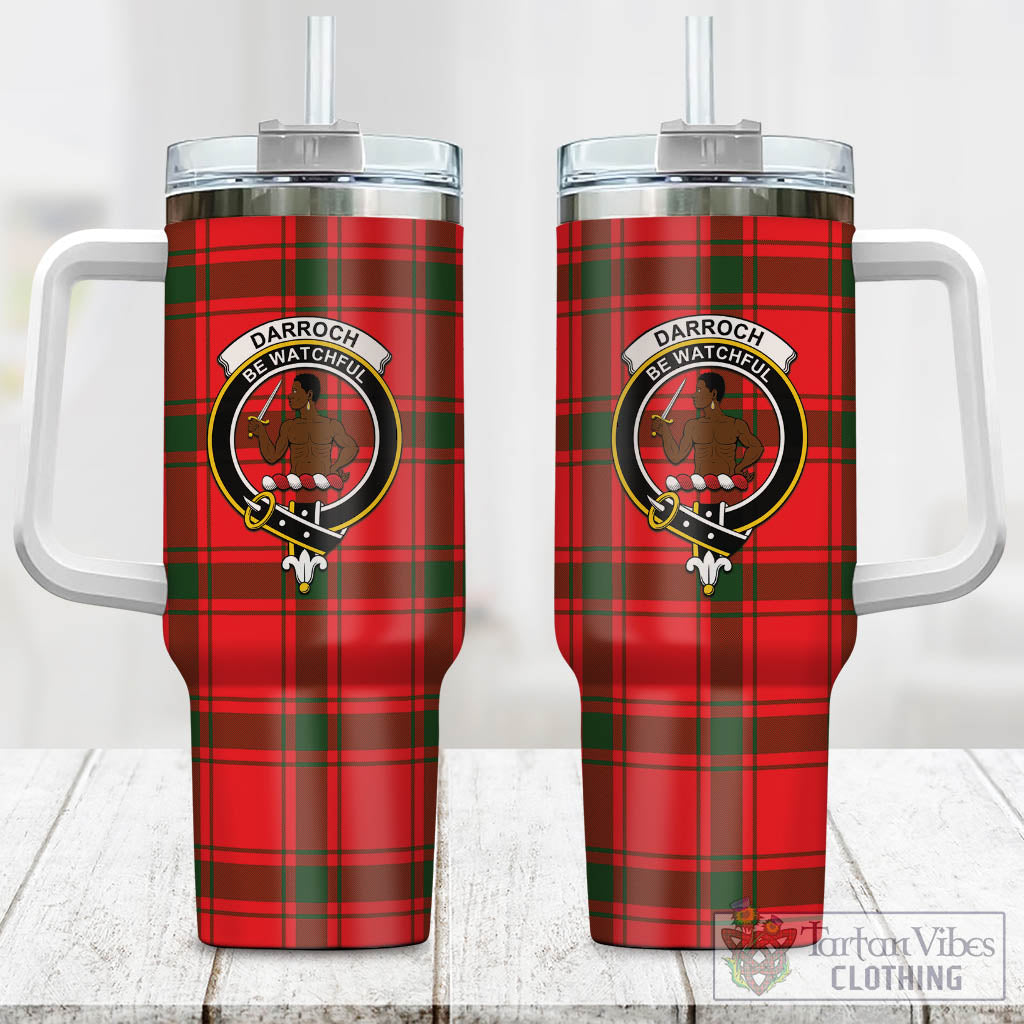 Tartan Vibes Clothing Darroch Tartan and Family Crest Tumbler with Handle