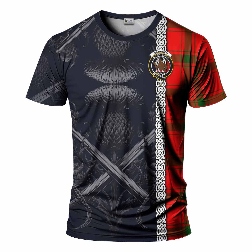 Darroch Tartan T-Shirt with Family Crest Cross Sword Thistle Celtic Vibes Kid's Shirt - Tartan Vibes Clothing