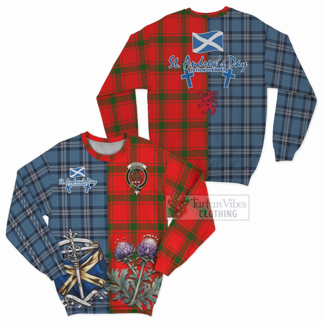 Darroch Tartan Sweatshirt Happy St. Andrew's Day Half Tartan Style Unisex - Tartan Vibes Clothing