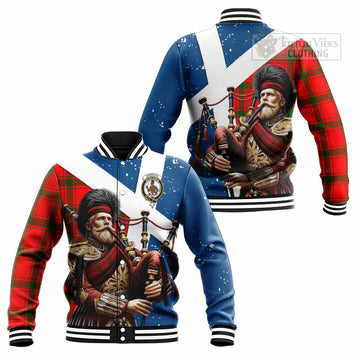 Darroch Tartan Baseball Jacket with Family Crest Scottish Bagpiper Vibes Unisex - Tartan Vibes Clothing