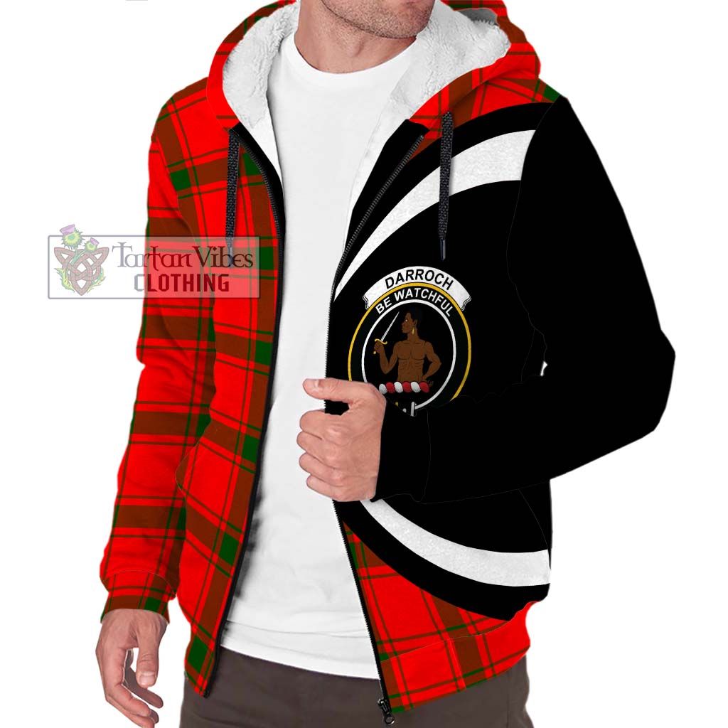 Darroch Tartan Sherpa Hoodie with Family Crest Circle Style Unisex S - Tartan Vibes Clothing
