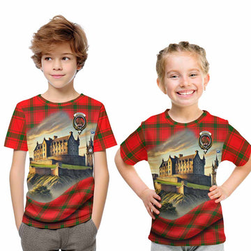 Darroch Tartan Family Crest Kid T-Shirt with Scottish Ancient Castle Style Youth XL Size14 - Tartan Vibes Clothing