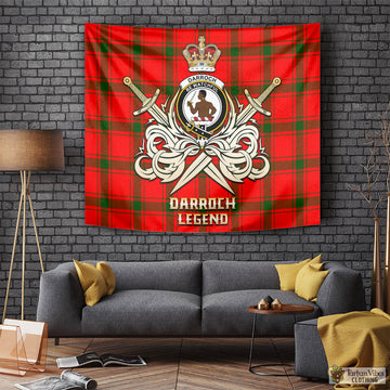Darroch Tartan Tapestry with Clan Crest and the Golden Sword of Courageous Legacy Tapestry - Tartan Vibes Clothing