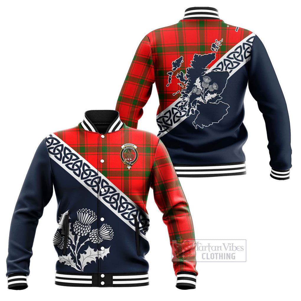 Darroch Tartan Baseball Jacket Featuring Thistle and Scotland Map Unisex - Tartan Vibes Clothing