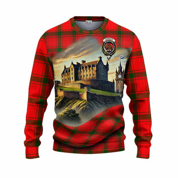 Darroch Tartan Family Crest Knitted Sweater with Scottish Ancient Castle Style Unisex - Tartan Vibes Clothing