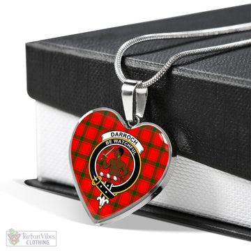 Darroch Tartan Heart Necklace with Family Crest Luxury Necklace (Silver) No - Tartan Vibes Clothing
