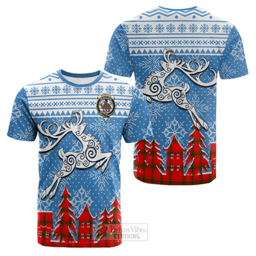 Darroch Clan Christmas Cotton T-shirt Celtic Reindeer Style