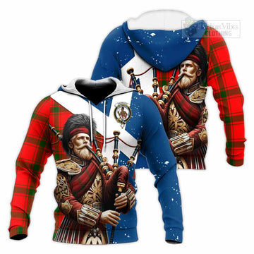 Darroch Tartan Knitted Hoodie with Family Crest Scottish Bagpiper Vibes Unisex Knitted Pullover Hoodie - Tartan Vibes Clothing