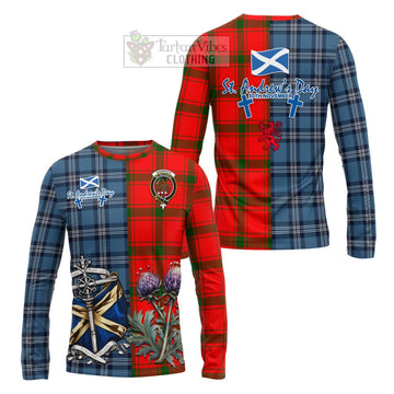 Darroch Tartan Long Sleeve T-Shirt Happy St. Andrew's Day Half Tartan Style Unisex - Tartan Vibes Clothing
