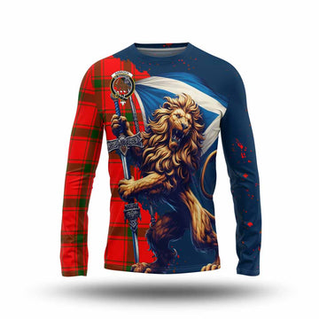 Darroch Tartan Family Crest Long Sleeve T-Shirt with Scottish Majestic Lion Unisex - Tartan Vibes Clothing