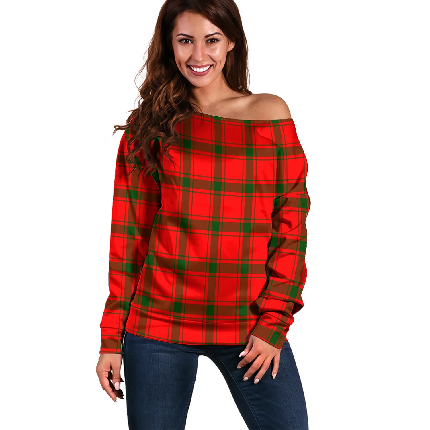 Darroch Tartan Off Shoulder Women Sweater Women - Tartan Vibes Clothing