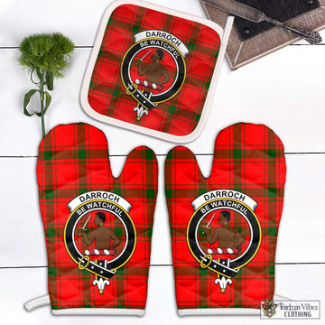 Darroch Tartan Combo Oven Mitt & Pot-Holder with Family Crest Combo 2 Oven Mitt & 1 Pot-Holder Black - Tartan Vibes Clothing