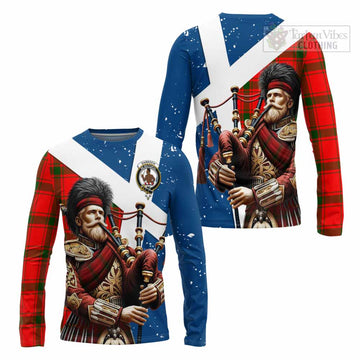 Darroch Tartan Long Sleeve T-Shirt with Family Crest Scottish Bagpiper Vibes Unisex - Tartan Vibes Clothing