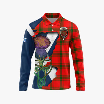 Darroch Tartan Family Crest Long Sleeve Polo Shirt Scottish Thistle Celtic Inspired Unisex - Tartan Vibes Clothing