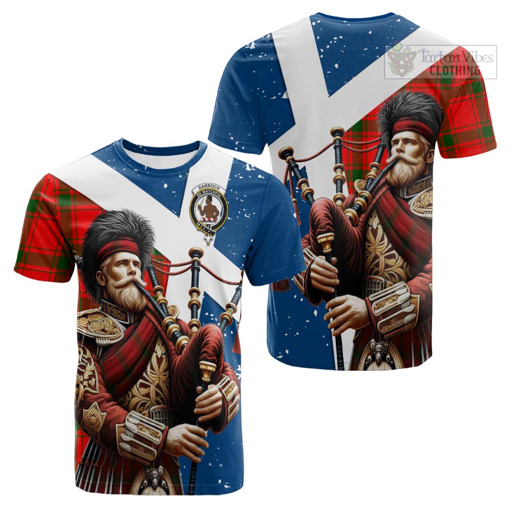 Tartan Vibes Clothing Darroch Tartan Cotton T-shirt with Family Crest Scottish Bagpiper Vibes
