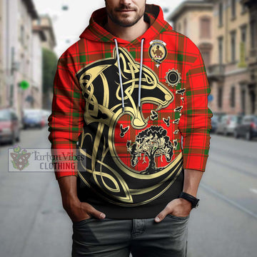 Darroch Tartan Hoodie with Family Crest Celtic Wolf Style Zip Hoodie - Tartan Vibes Clothing