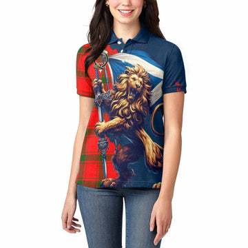 Darroch Tartan Family Crest Women's Polo Shirt with Scottish Majestic Lion Women - Tartan Vibes Clothing