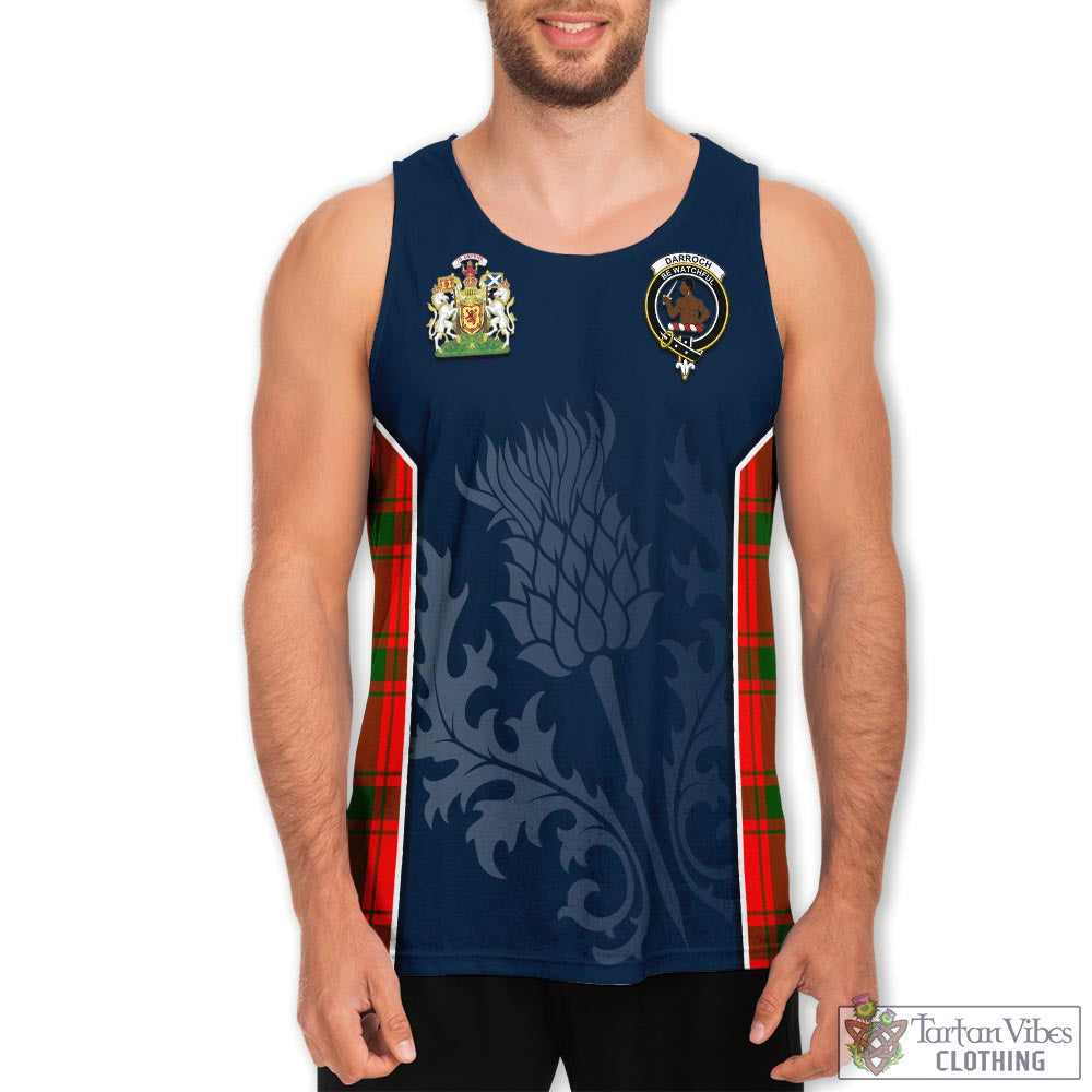 Tartan Vibes Clothing Darroch Tartan Men's Tanks Top with Family Crest and Scottish Thistle Vibes Sport Style