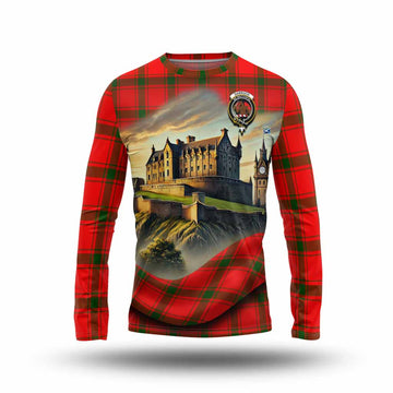 Darroch Tartan Family Crest Long Sleeve T-Shirt with Scottish Ancient Castle Style Unisex - Tartan Vibes Clothing
