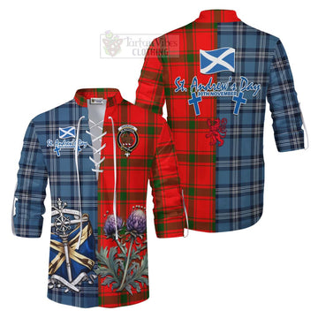 Darroch Tartan Ghillie Kilt Shirt Happy St. Andrew's Day Half Tartan Style Men - Tartan Vibes Clothing