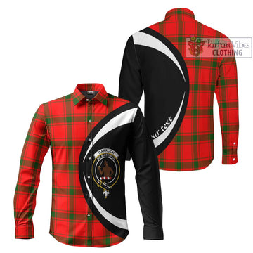 Darroch Tartan Long Sleeve Button Up with Family Crest Circle Style Men's Shirt S - Tartan Vibes Clothing