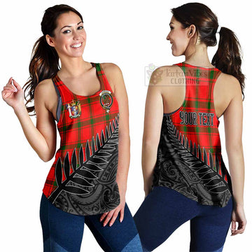 Darroch Crest Tartan Women's Racerback Tanks with New Zealand Silver Fern Half Style 4XL - Tartan Vibes Clothing