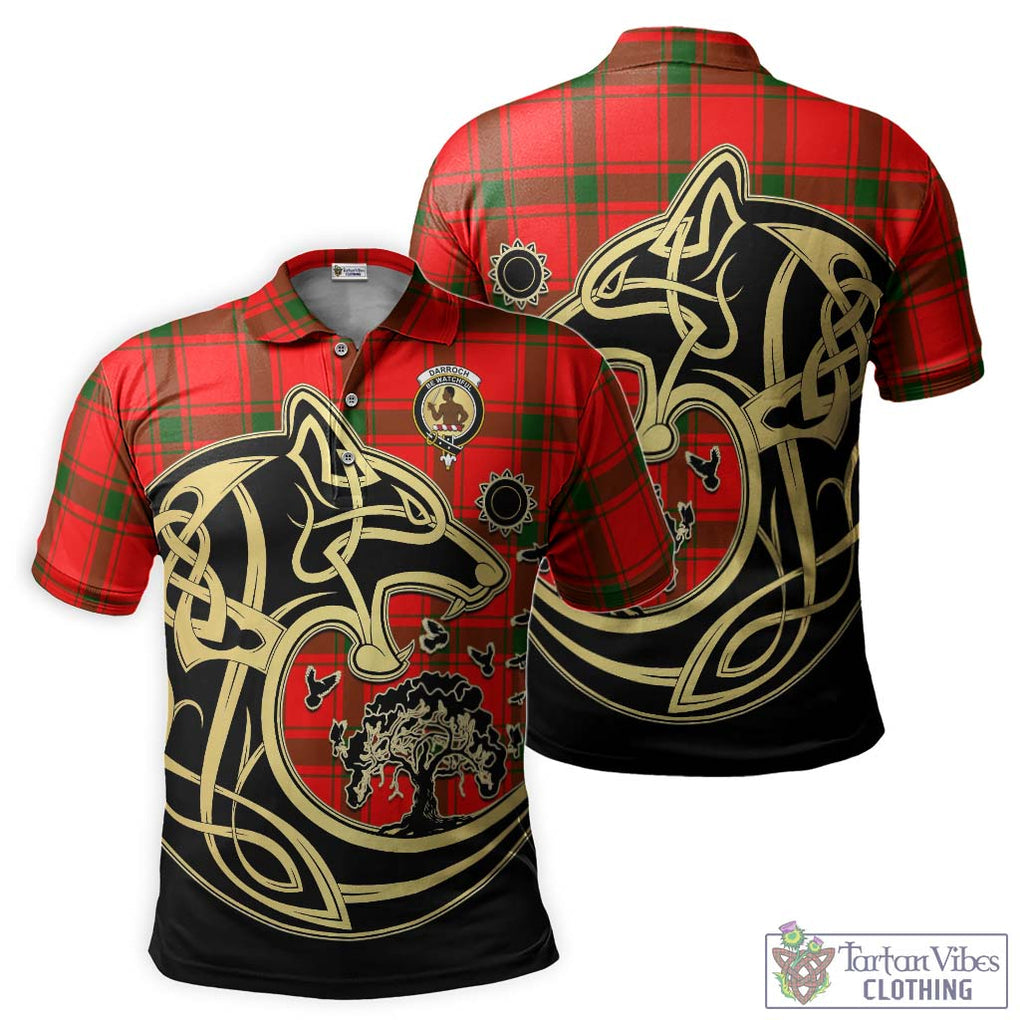 Darroch Tartan Polo Shirt with Family Crest Celtic Wolf Style Kid - Tartan Vibes Clothing