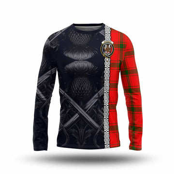 Darroch Tartan Long Sleeve T-Shirt with Family Crest Cross Sword Thistle Celtic Vibes Unisex - Tartan Vibes Clothing