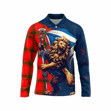 Darroch Tartan Family Crest Long Sleeve Polo Shirt with Scottish Majestic Lion Unisex - Tartan Vibes Clothing