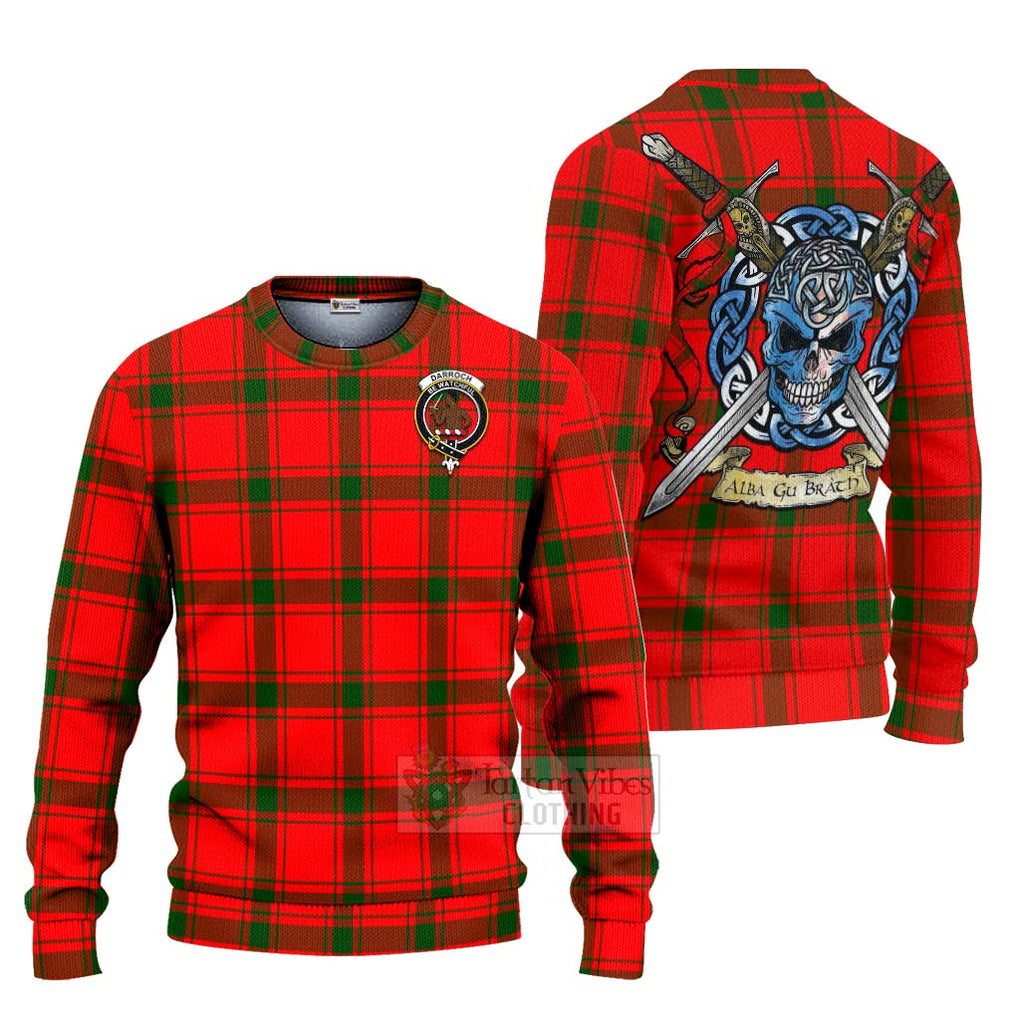 Darroch Tartan Ugly Sweater with Family Crest Celtic Skull Style Unisex - Tartan Vibes Clothing