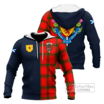 Darroch Tartan Knitted Hoodie Alba with Scottish Lion Royal Arm Half Style Unisex Knitted Pullover Hoodie - Tartan Vibes Clothing