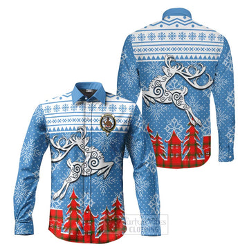 Darroch Clan Christmas Long Sleeve Button Shirt Celtic Reindeer Style