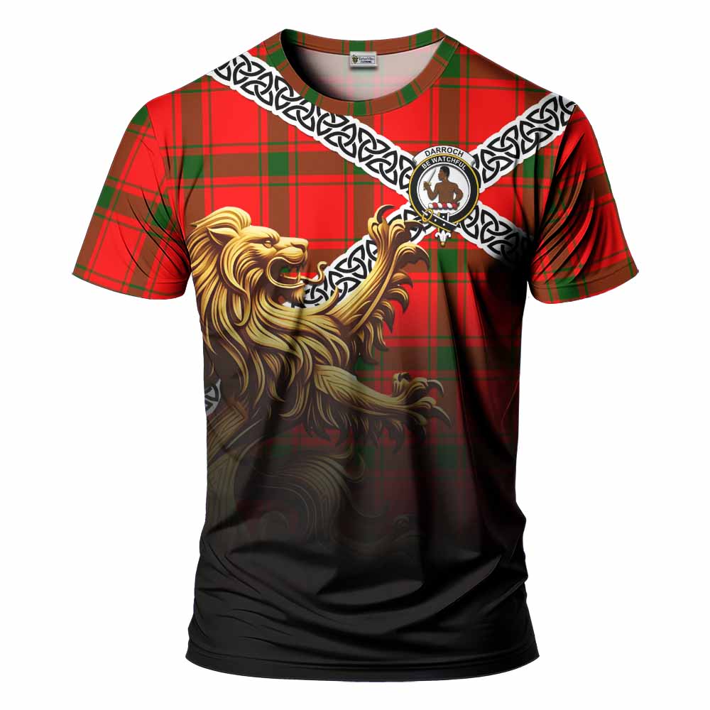Darroch Crest Tartan T-Shirt with Golden Lion Emblem Celtic Style Kid's Shirt - Tartan Vibes Clothing