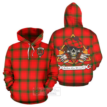 Darroch Tartan Hoodie with Family Crest and Bearded Skull Holding Bottles of Whiskey Zip Hoodie - Tartan Vibes Clothing