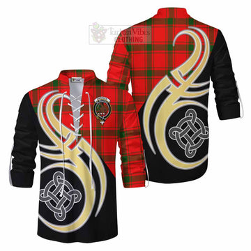 Darroch Tartan Ghillie Kilt Shirt with Family Crest and Celtic Symbol Style Men - Tartan Vibes Clothing