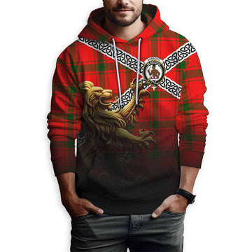 Darroch Crest Tartan Hoodie with Golden Lion Emblem Celtic Style Pullover Hoodie - Tartan Vibes Clothing