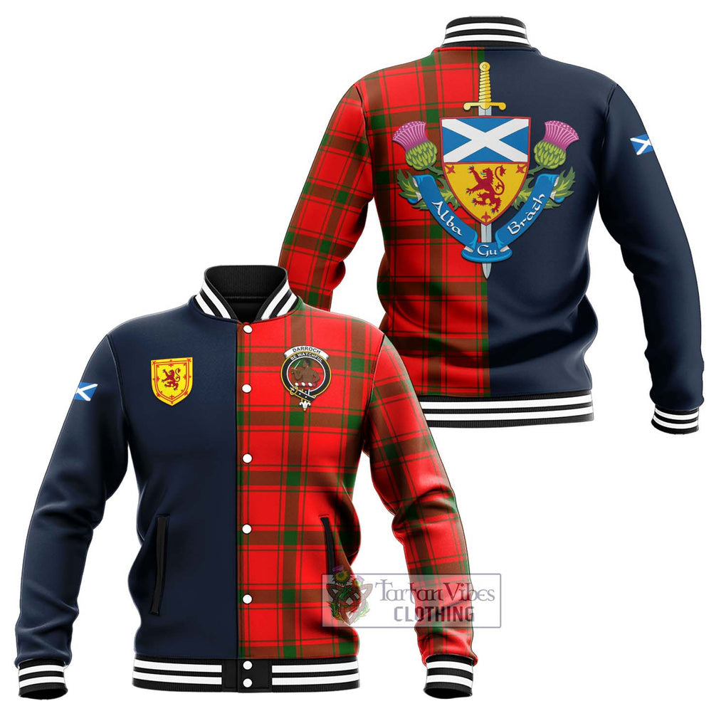 Darroch Tartan Baseball Jacket Alba with Scottish Lion Royal Arm Half Style Unisex - Tartan Vibes Clothing